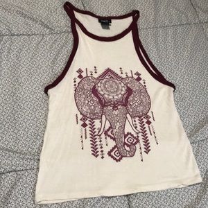 Burgundy/cream color, crop top size Small